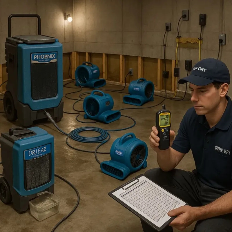 Structural Drying and Dehumidification process in Plymouth, ME